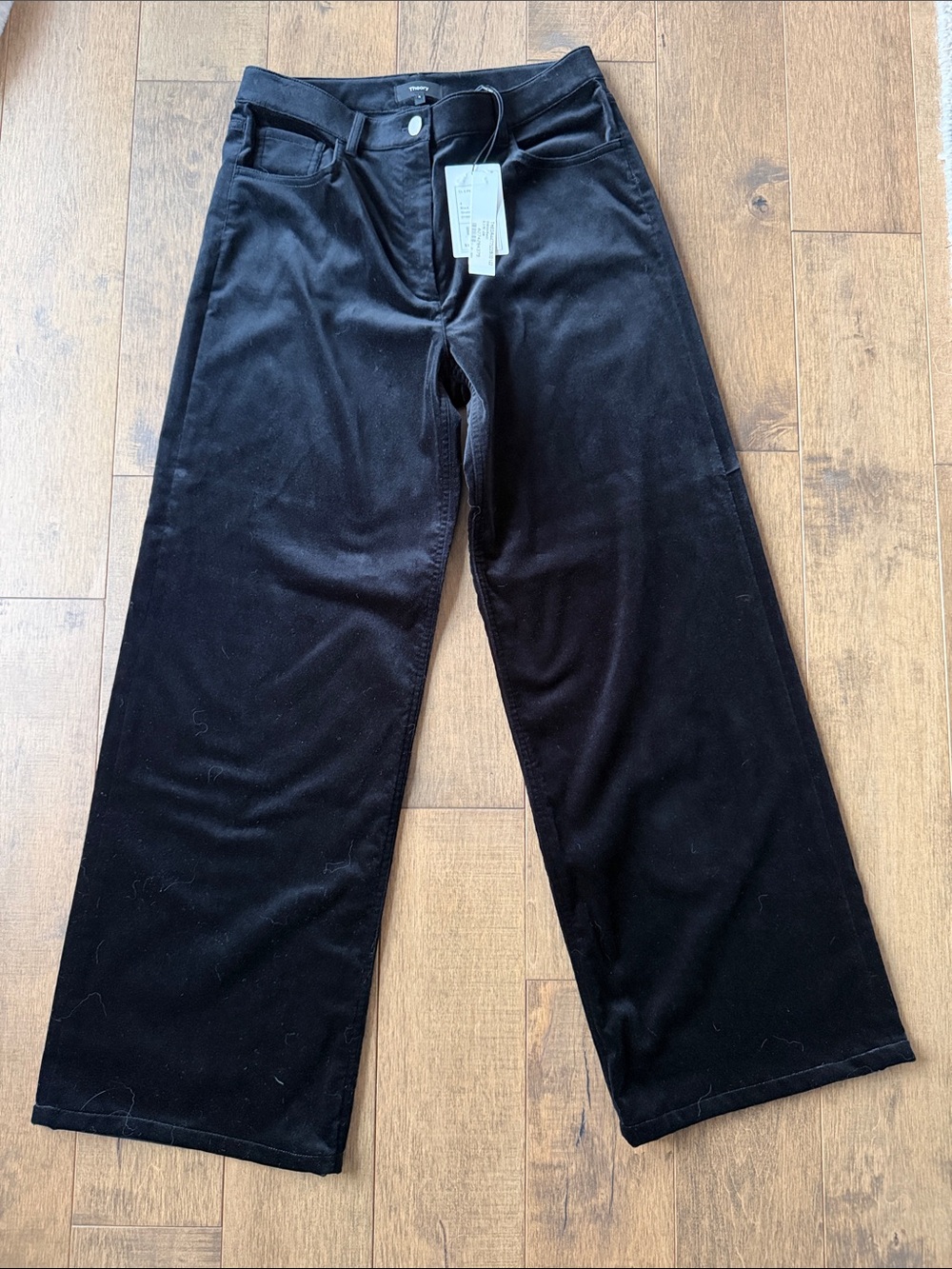 Theory CL 5 PKT Velvet JEAN Wide Leg Black Size 4 NWT